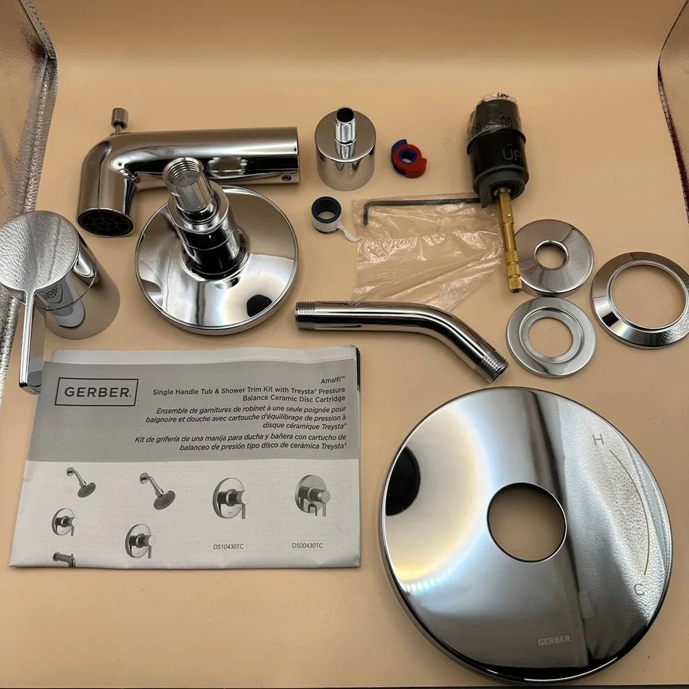 Gerber D511030TC Chrome Plumbing Amalfi Tub and Shower Trim Kit w/ Treysta Cart